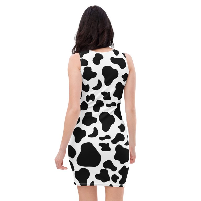 Black And Teal Cow Print Bodycon Dress