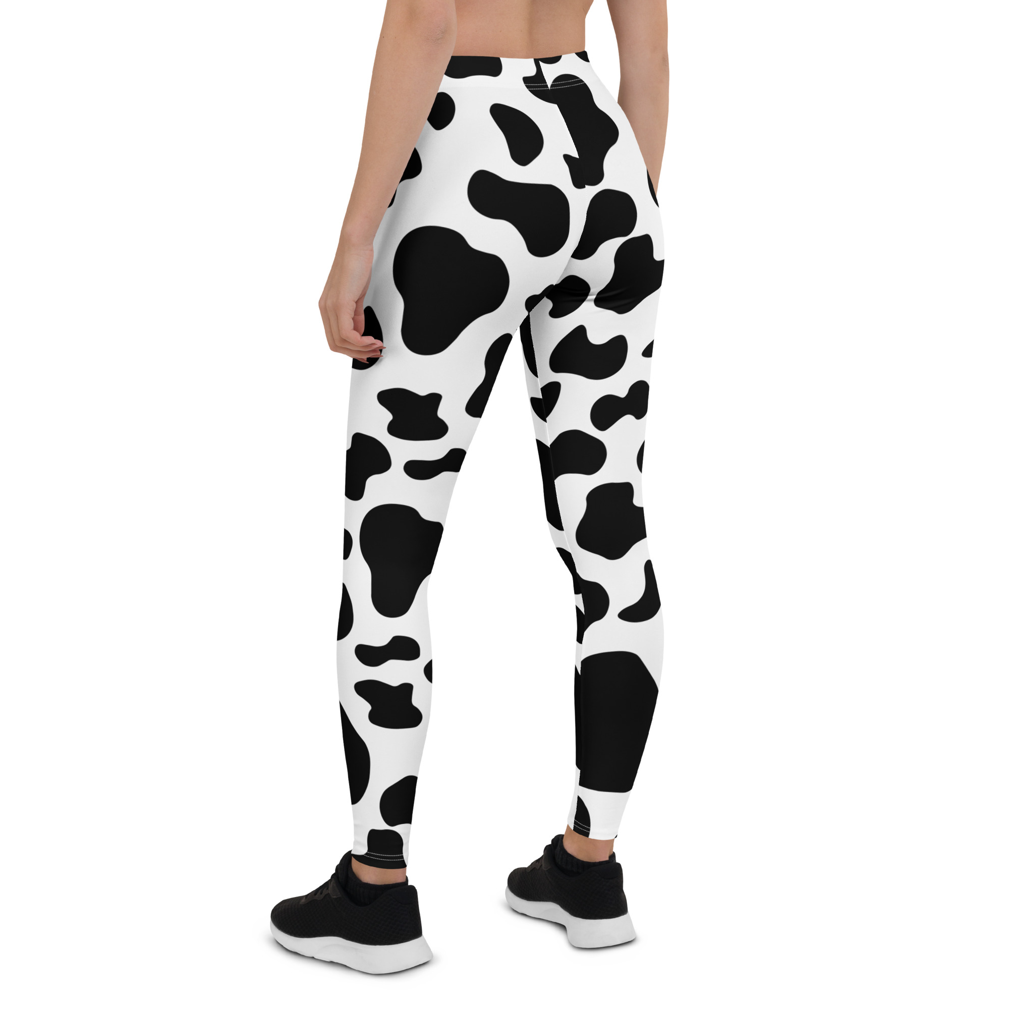 weworewhat XS X-SMALL cow print white brown printed leggings v-shaped
